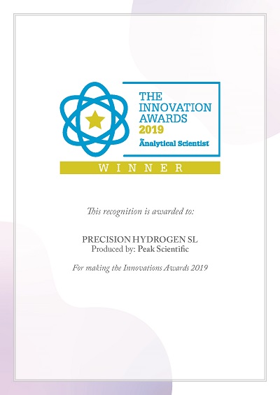 Peak Scientific Tasia 2019 证书